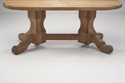 De Puydt Oak Dining Table with Carved Legs Belgium 1970s