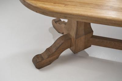 De Puydt Oak Dining Table with Carved Legs Belgium 1970s