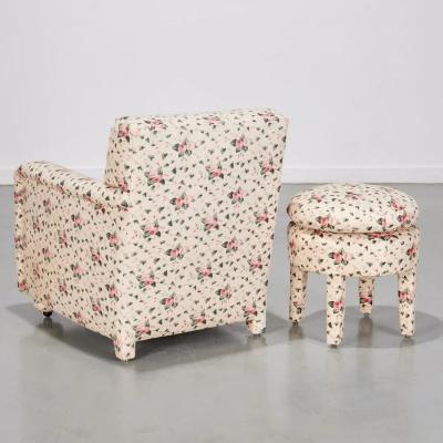 DeAngelis Custom Floral Chair Ottoman