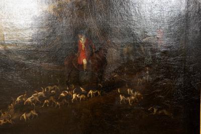 Dean Wolstenholme Large Oil On Canvas Hunt Scene Attributed To D Wolstenholme