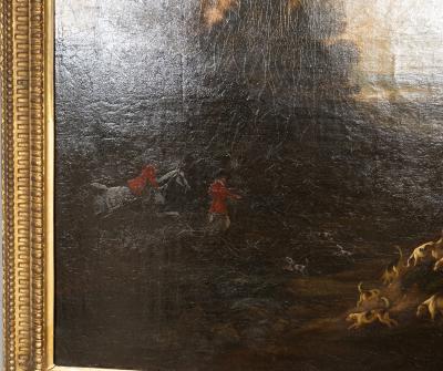 Dean Wolstenholme Large Oil On Canvas Hunt Scene Attributed To D Wolstenholme