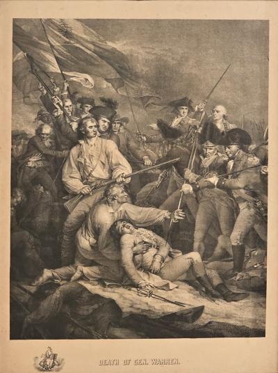 Death of Gen Warren Hand Tinted Engraving England circa 1860