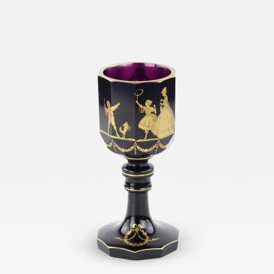 Decagonal Goblet In Purple Crystal With Gilt Decoration St Petersburg