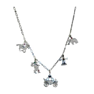 Deco Platinum Charm Necklace