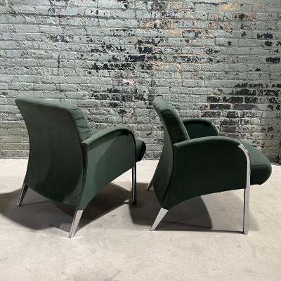 Deco Revival Chrome Frame Lounge Chairs 1980