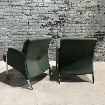 Deco Revival Chrome Frame Lounge Chairs 1980