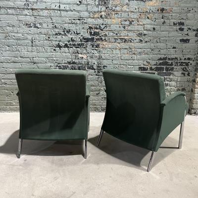 Deco Revival Chrome Frame Lounge Chairs 1980