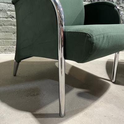 Deco Revival Chrome Frame Lounge Chairs 1980