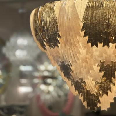 Deco Style Cascading Murano Glass Leaf Chandelier