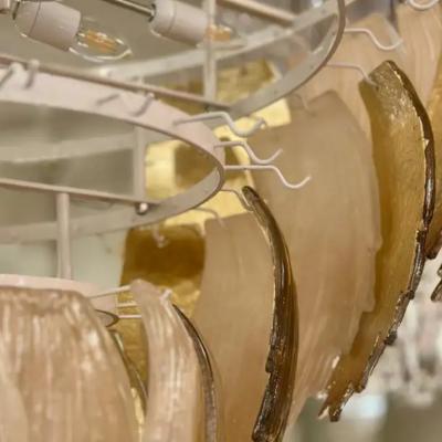 Deco Style Cascading Murano Glass Leaf Chandelier