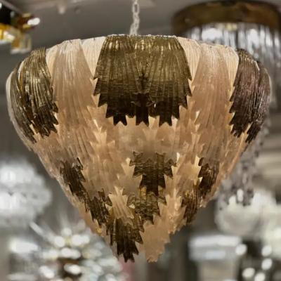 Deco Style Cascading Murano Glass Leaf Chandelier