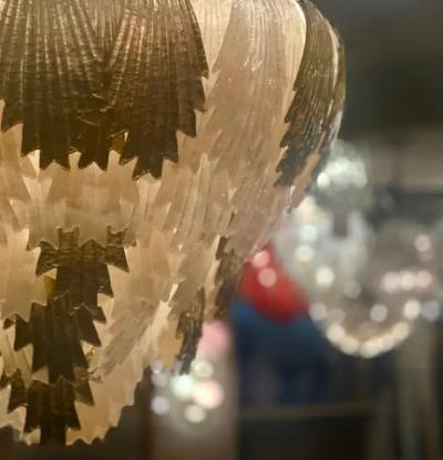 Deco Style Cascading Murano Glass Leaf Chandelier