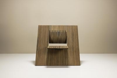 Deconstructivist Angled Square Chair in Wood Netherlands 1980s