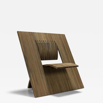 Deconstructivist Angled Square Chair in Wood Netherlands 1980s