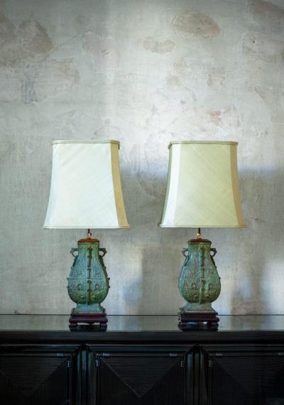 Decorated Bronze Lamps 1960s