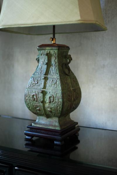 Decorated Bronze Lamps 1960s