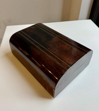 Decorative Box by Aldo Tura Lacquered goatskin and brass inlay Italy 1970s