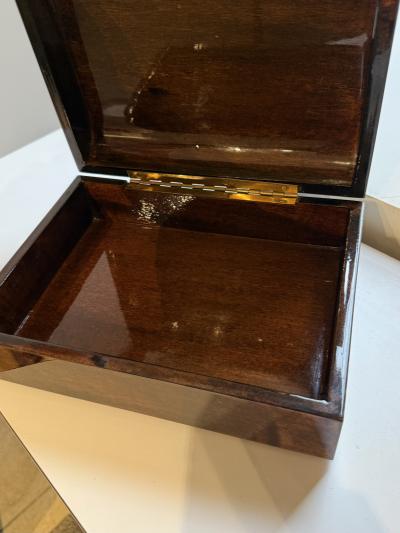 Decorative Box by Aldo Tura Lacquered goatskin and brass inlay Italy 1970s