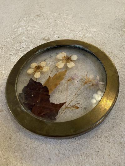 Decorative Brass Bowl With Floral Lid