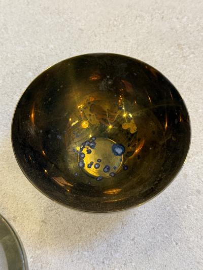 Decorative Brass Bowl With Floral Lid