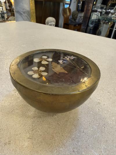 Decorative Brass Bowl With Floral Lid