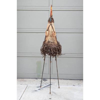 Decorative Brazilian Indian Ceremonial Mask on Stand