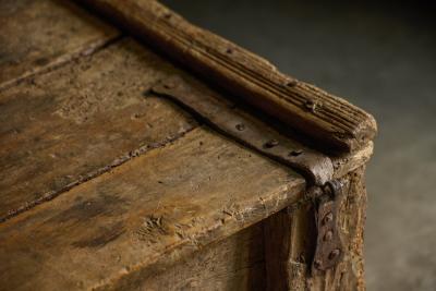 Decorative Folk Art Wooden Chest France 19th Century