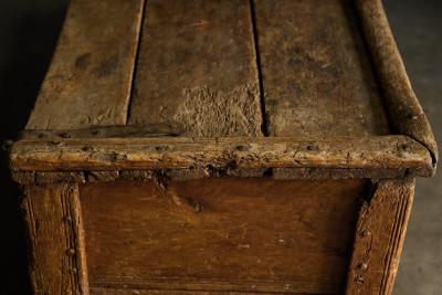 Decorative Folk Art Wooden Chest France 19th Century