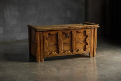 Decorative Folk Art Wooden Chest France 19th Century