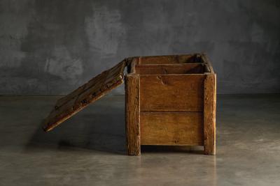 Decorative Folk Art Wooden Chest France 19th Century
