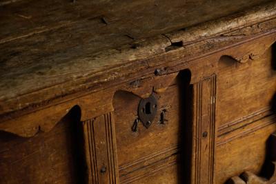 Decorative Folk Art Wooden Chest France 19th Century