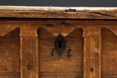 Decorative Folk Art Wooden Chest France 19th Century