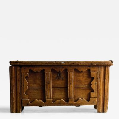 Decorative Folk Art Wooden Chest France 19th Century