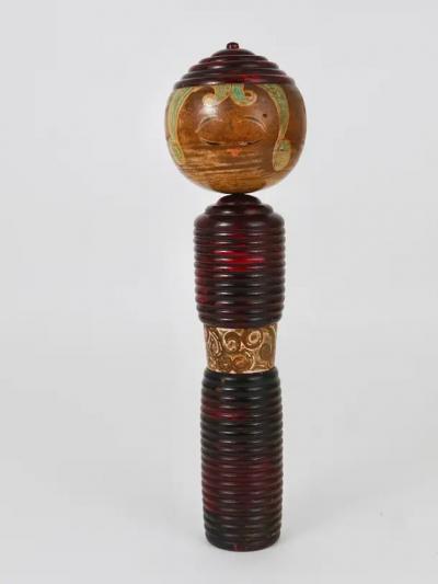 Decorative Kokeshi Doll Sculpture from Northern Japan Hand Painted Signed