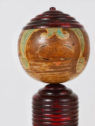 Decorative Kokeshi Doll Sculpture from Northern Japan Hand Painted Signed
