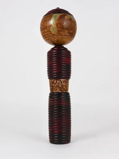 Decorative Kokeshi Doll Sculpture from Northern Japan Hand Painted Signed