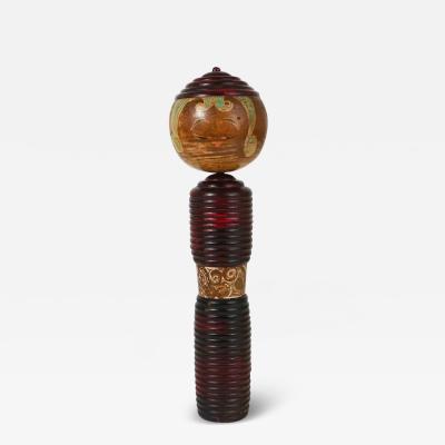 Decorative Kokeshi Doll Sculpture from Northern Japan Hand Painted Signed