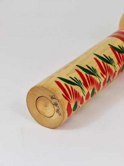 Decorative Kokeshi Doll Sculpture from Northern Japan Hand Painted Signed