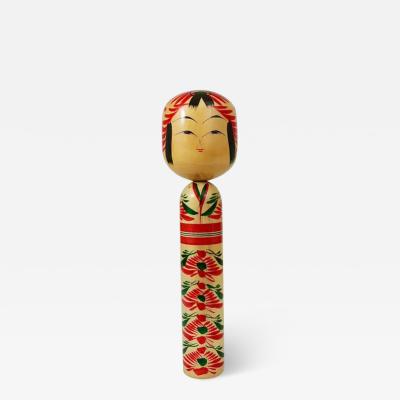 Decorative Kokeshi Doll Sculpture from Northern Japan Hand Painted Signed
