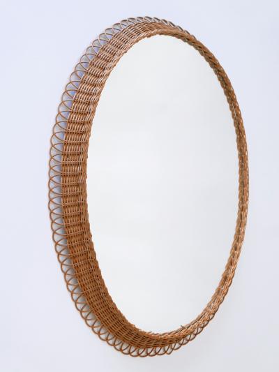 Decorative Mid Century Modern Rattan Oval Wall Mirror Germany 1960s