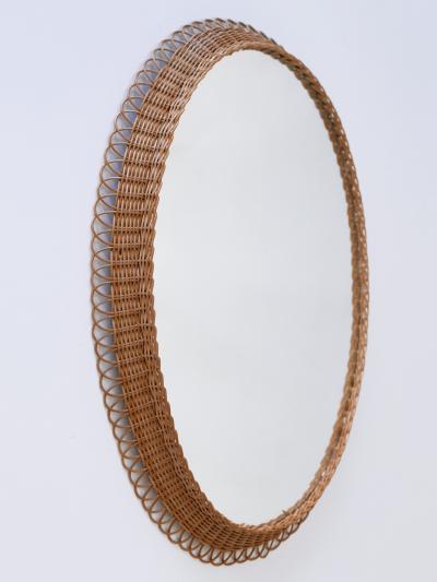 Decorative Mid Century Modern Rattan Oval Wall Mirror Germany 1960s