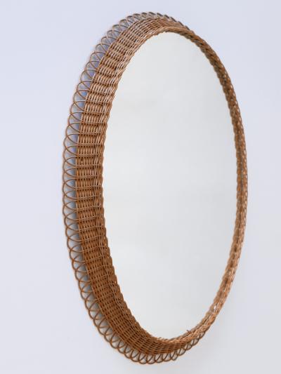 Decorative Mid Century Modern Rattan Oval Wall Mirror Germany 1960s