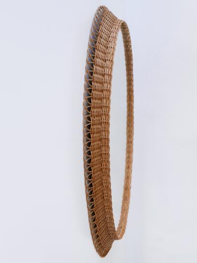 Decorative Mid Century Modern Rattan Oval Wall Mirror Germany 1960s