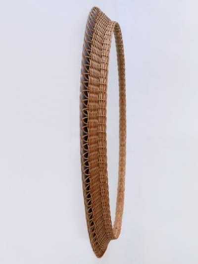 Decorative Mid Century Modern Rattan Oval Wall Mirror Germany 1960s