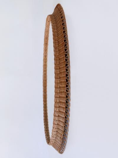 Decorative Mid Century Modern Rattan Oval Wall Mirror Germany 1960s