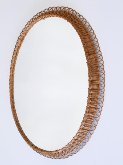 Decorative Mid Century Modern Rattan Oval Wall Mirror Germany 1960s