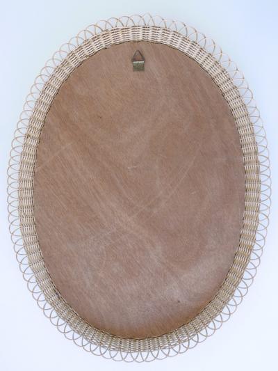 Decorative Mid Century Modern Rattan Oval Wall Mirror Germany 1960s