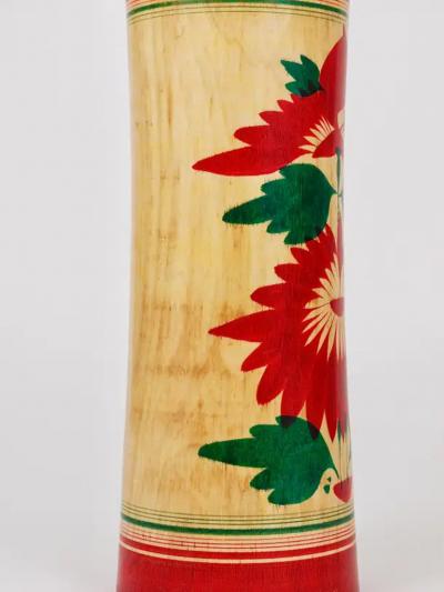 Decorative Naruko Kokeshi Doll Sculpture from Northern Japan Hand Painted