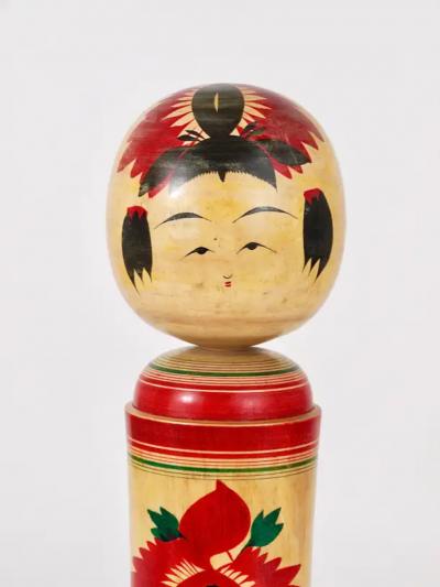 Decorative Naruko Kokeshi Doll Sculpture from Northern Japan Hand Painted