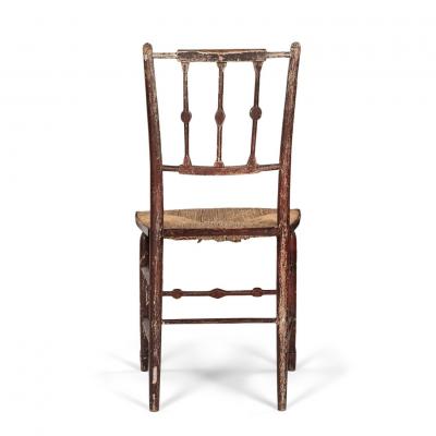 Decorative Red Painted French Side Chair